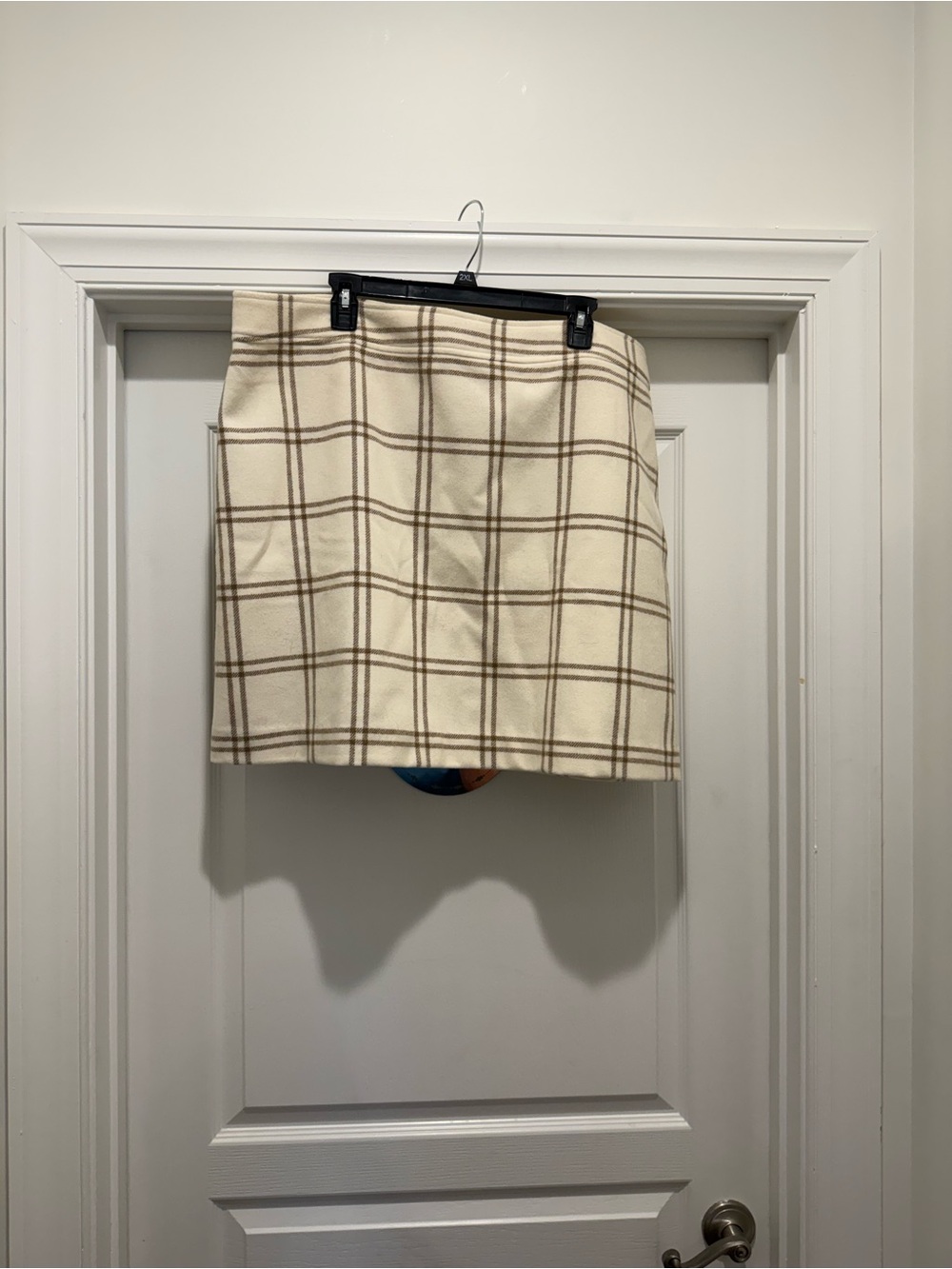 J. Crew Cream and Brown Plaid Mini Skirt